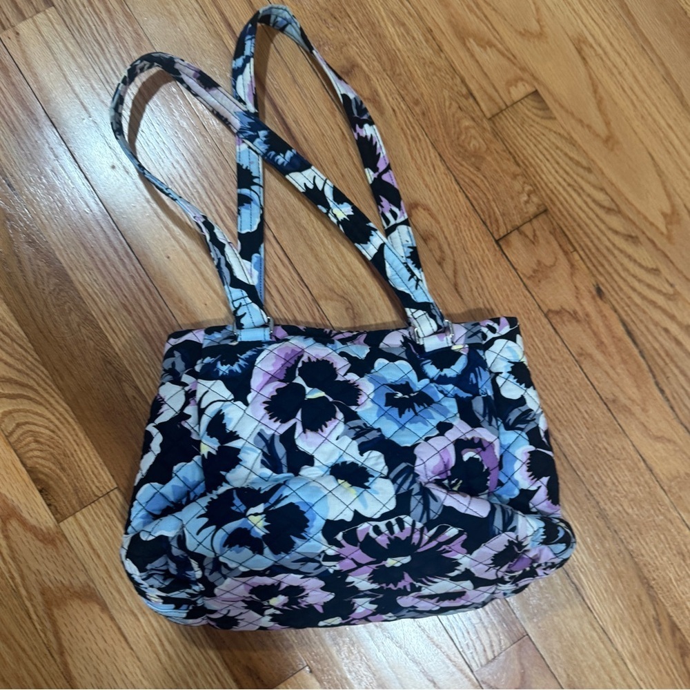 Vera Bradley Floral Shoulder Bag - Black, Blue, Purple